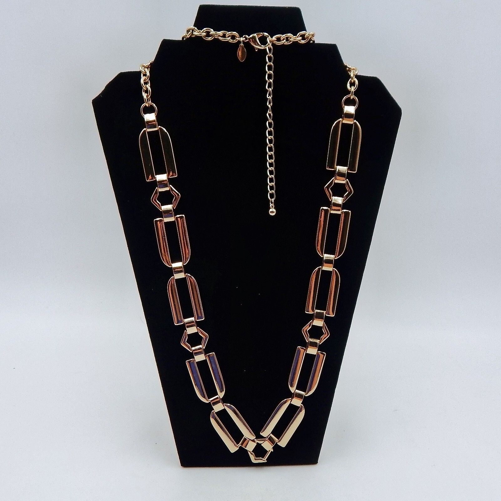 Chicos Necklace Gold Tone Flat Chain Link 16 Inch Chunky